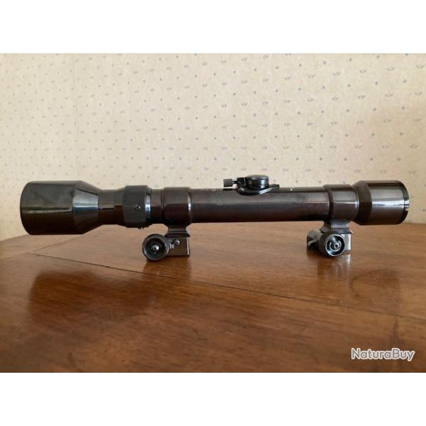 Lunette Tcheque MEOPTA 4 X en acier avec montage ANSCH�TZ en acier d�rivable pour rail de 11 mm
