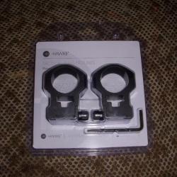 collliers HAWKE série TACTICAL de 30mm pour rail  WEAVER / PICATINNY de 21 mm  hauteur : EXTRA HIGH