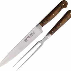 Couteau Lame Acier Inoxydable Manche Bois Marron Set Couteau Fourchette ZWB2169