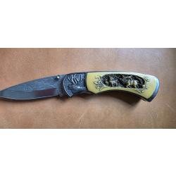 Couteau pliant motifs cerf