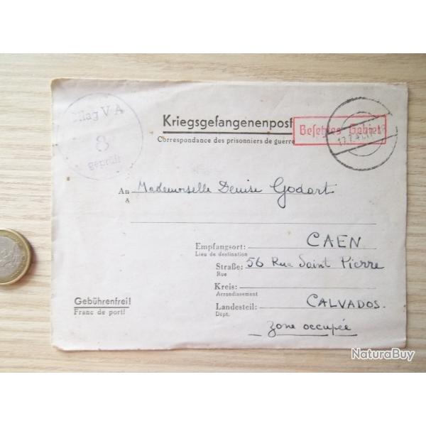 lettre officier prisonnier 15 juillet 1941 Oflag V-A Weinsberg