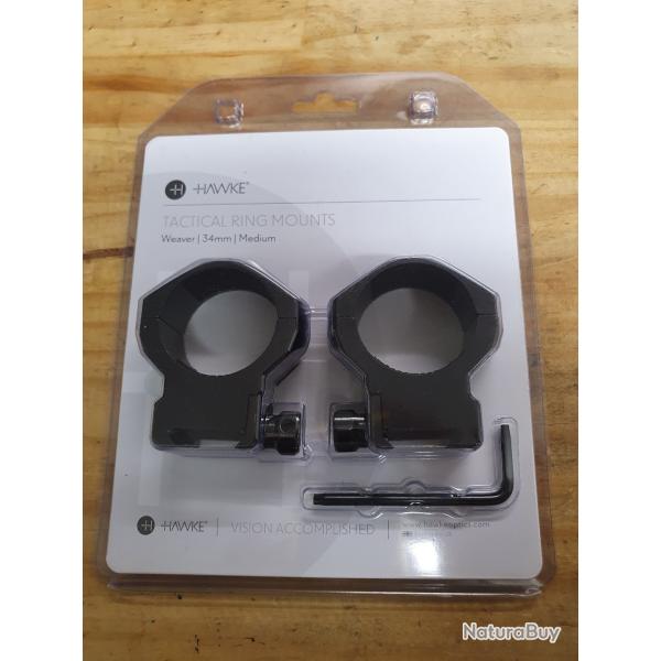 colliers HAWKE srie TACTICAL de 34 mm pour rail  WEAVER / PICATINNY de 21 mm  hauteur : MEDIUM