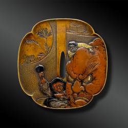 TSUBA Mokko Gata signé Yamashiro-no-kuni Tenpo - Région de Kyoto, Japon - Période Edo (1603-1868)