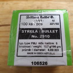 1 boite de 100 balles SELLIER & BELLOT mle FMJ 196 grs /12,7 g pour le chargement du 8x57IS