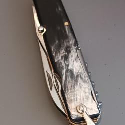 ANCIEN COUTEAU 6 pièces, PRADEL EXTRA, THIERS, XXème, manche CORNE.