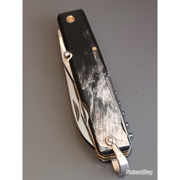 ANCIEN COUTEAU 6 pices, PRADEL EXTRA, THIERS, XXme, manche CORNE.