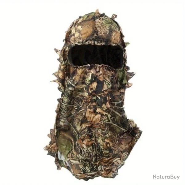 Masque Facial Camo 3D Feuilles Ghillie - Couvre Visage Cou L�ger Respirant - Id�al Chasse Aff�t