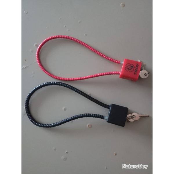 2 cadenas c�ble pour carabine ou pistolet