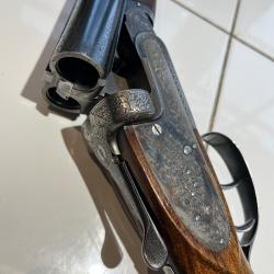 Fusil platine juxtapos&eacute; cal 12/70 fabriqu&eacute; par Masquelier, manufacture d'armes de luxe &agrave; Li&egrave;ge.