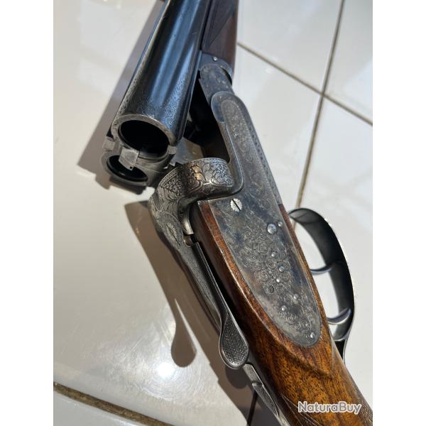 Fusil platine juxtapos� cal 12/70 fabriqu� par Masquelier, manufacture d'armes de luxe � Li�ge.