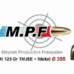 500 Balles MPF Ogives cuivrées nickelées 9 RN 125 Gr TMJE Ø 355"  port gratuit jusqu'à Noel