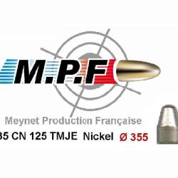 500 Balles MPF Ogives cuivrées nickelées 9 CN 125 Gr TMJE Ø 355"  port gratuit jusqu'à Noel