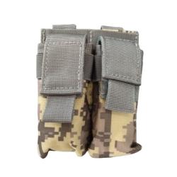 Porte chargeur double tactique - Pixel Gris - Velcro - Pour arme de poing