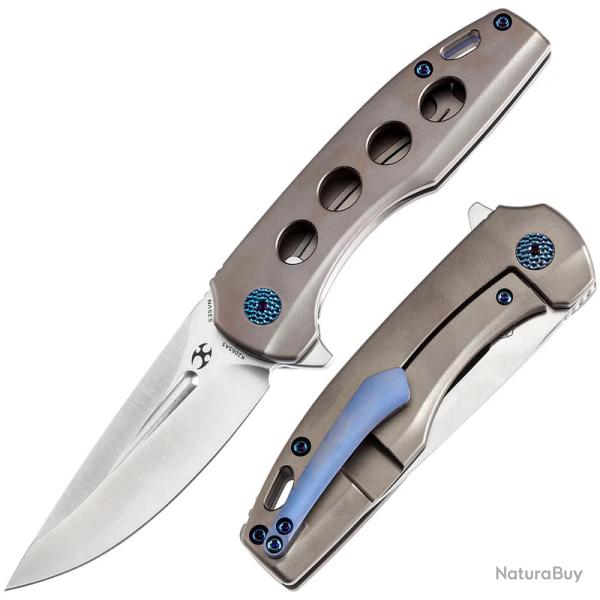 Couteau Kansept Cassowary Lame Acier CPM S35VN Manche Titane Anodis Bronz Frame Loc K2065A5
