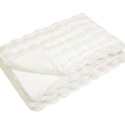 Couverture fourrure lapin synthétique blanc 130x150 cm douce chaude