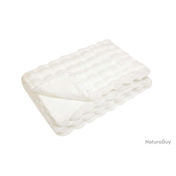 Couverture fourrure lapin synthtique blanc 130x150 cm douce chaude