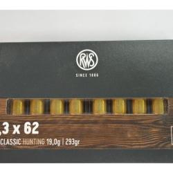1 BOITE DE 20 BALLES RWS 9.3X62 UNI CLASSIC 19G/293GR  NEUVE