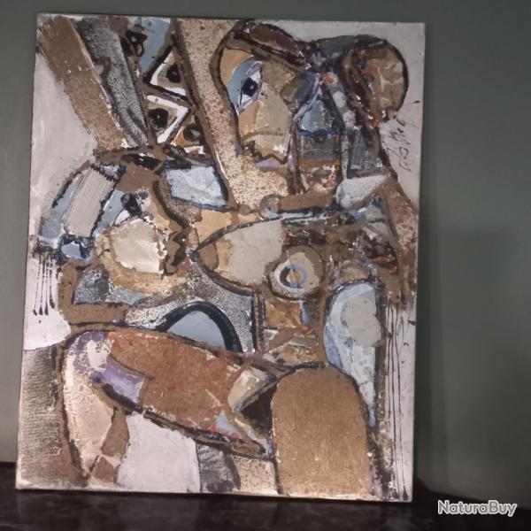 Tr�s belle Huile et sable sur toile sign�e en haut � droite Oeuvre originale de Georges ADINGRA (193