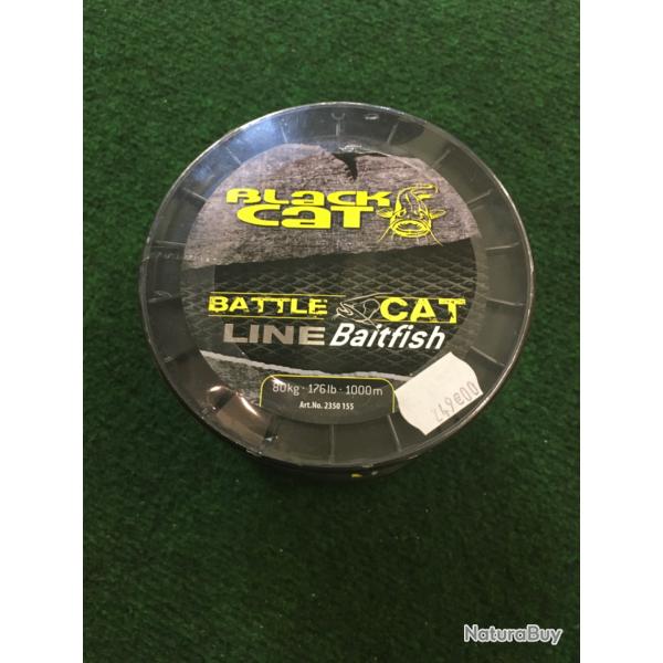 Bobine de tresse de 1000 mtres en 8 brins BLACK CAT BATTLE CAT LINE BAITFISH en 80kg et 55/100eme