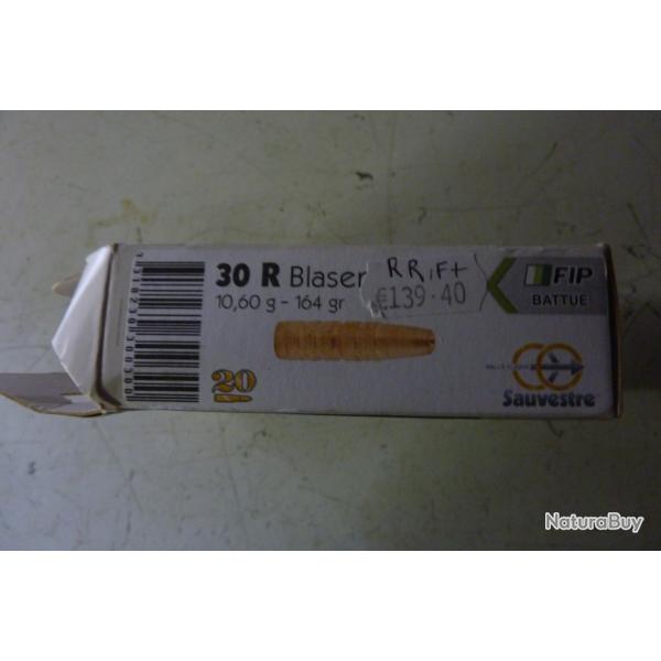 18 balles SAUVESTRE FIP battue 10,60g - 164gr  cal. 30R BLASER
