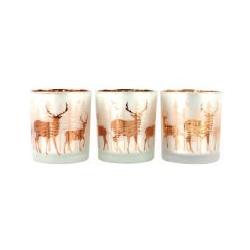 Set de 3 photophores en verre LOVERGREEN cerf