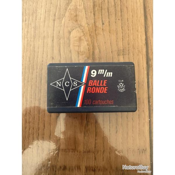1 Boites de 100 cartouches balles rendes 9 mm percussion annulaire