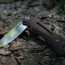 Couteau Pliant Eikonic Aperture Flipper Lame Acier D2 Manche Micarta Marron Liner Lock EKC551SBR