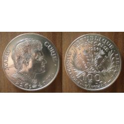 France 100 Francs 1984 Piece Marie Curie Argent Frcs Frc Frs Franc