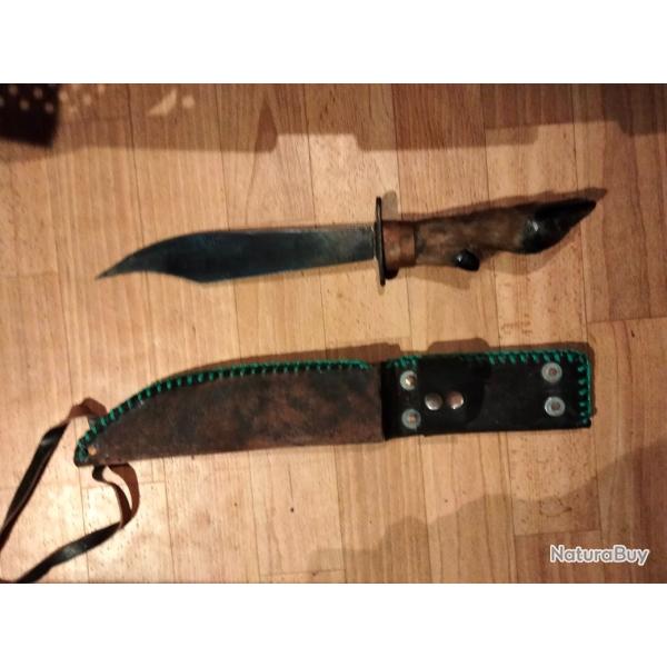 dague de chasse avec manche pid de cerf verritable