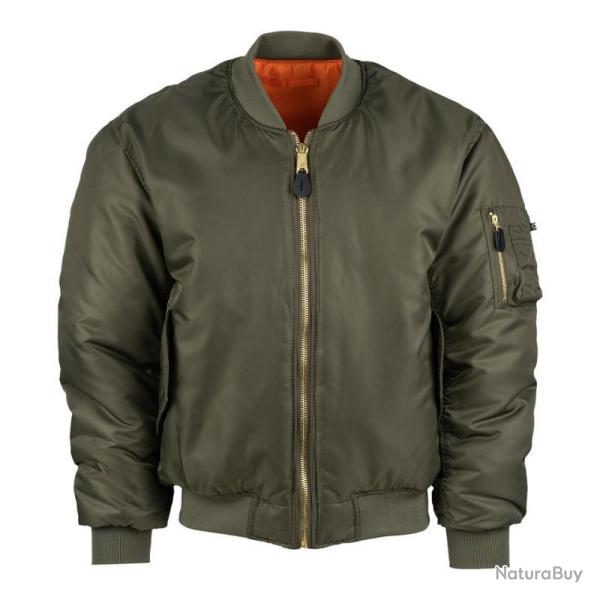 Blouson Bombers Aviateur MA1 (Couleur Olive fon, Taille 2XS)