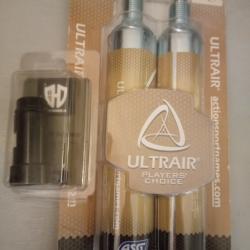 Adaptateur de ligne d&eacute;port&eacute; + 2 cartouches CO2 88g ULTRAIR