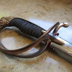 Sabre Officier Prussien Allemand Autriche &eacute;tats associ&eacute;s t&ecirc;te d'aigle Ernst PACK Solingen Allemagne