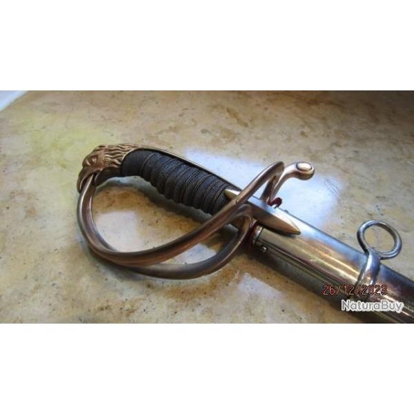 Sabre Officier Prussien Allemand Autriche �tats associ�s t�te d'aigle Ernst PACK Solingen Allemagne