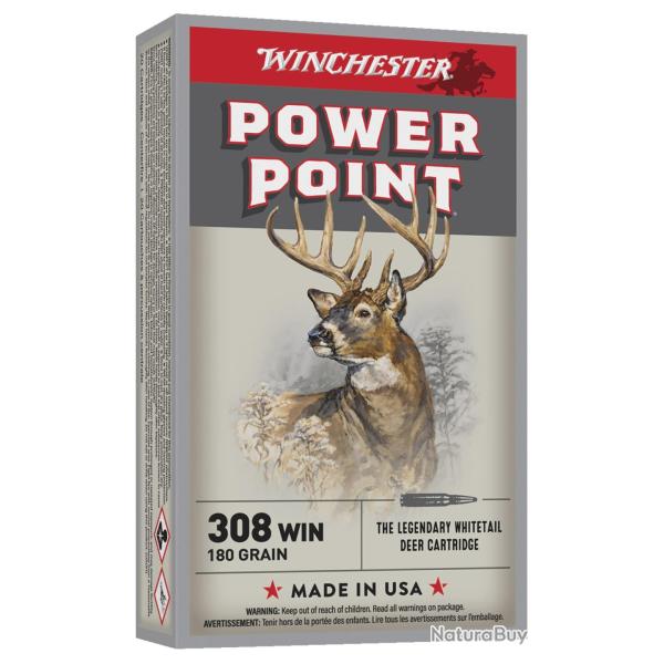 Cartouches Winchester POWER POINT CAL : 308 WIN 180G (X20)
