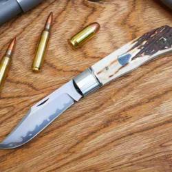 Couteau North Mountain Blade Lanny Plus Lame Acier SLD San Mai Manche Bois de Cerf NMB2527ATL