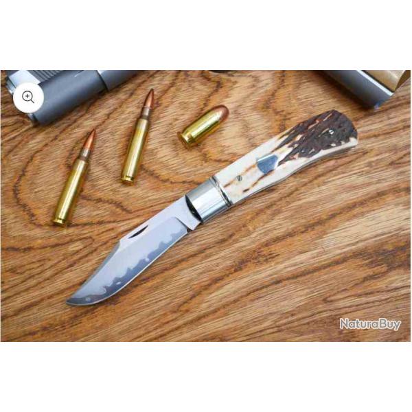 Couteau North Mountain Blade Lanny Plus Lame Acier SLD San Mai Manche Bois de Cerf NMB2527ATL