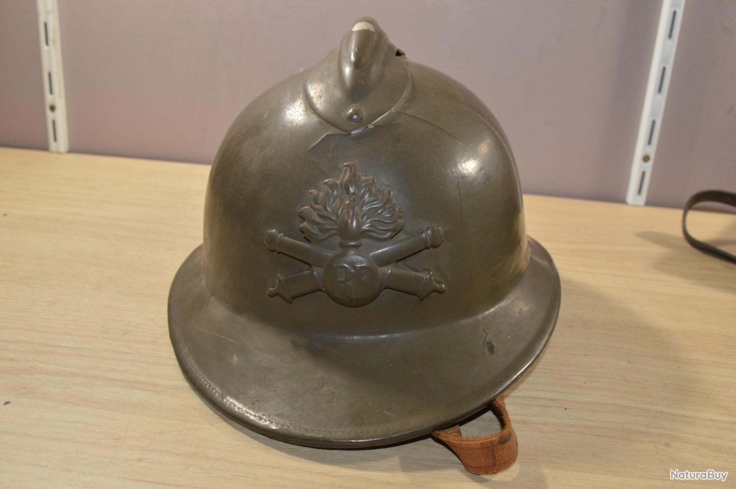 FRANCE WW2 COQUE Casque Adrian 1926 Défense Passive Jugulaire Toile EUR