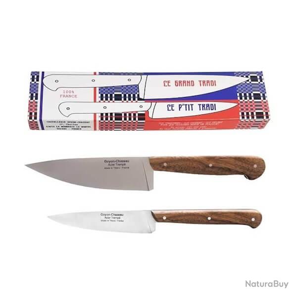 Set 2 couteaux Goyon-Chazeau "P'tit et Grand Tradi" en noyer 3559