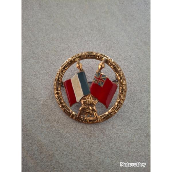 INSIGNE MILITAIRE ENTENTE FRANCO BRITANIQUE WWI/WII  ORIGINAL