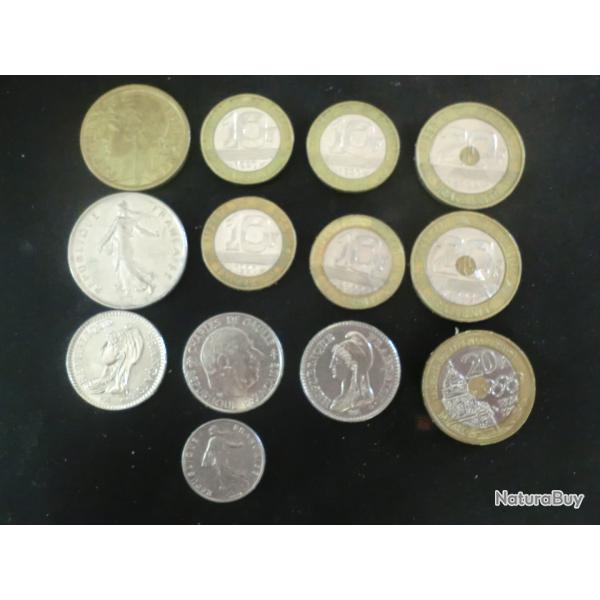lots x 13 monnaie 20 frs  /10frs  / 5frs  / 2 frs / 1frs  / 0,50 frs