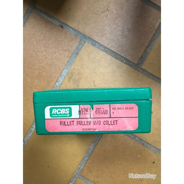 Outils de rechargement, RCBS bullet puller w/0 collet