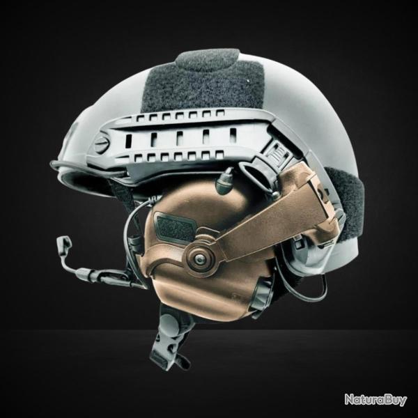 Casque tactique EARMOR M32X MOD4, support M16C pour casque FAST / ARC - Coyote Brown
