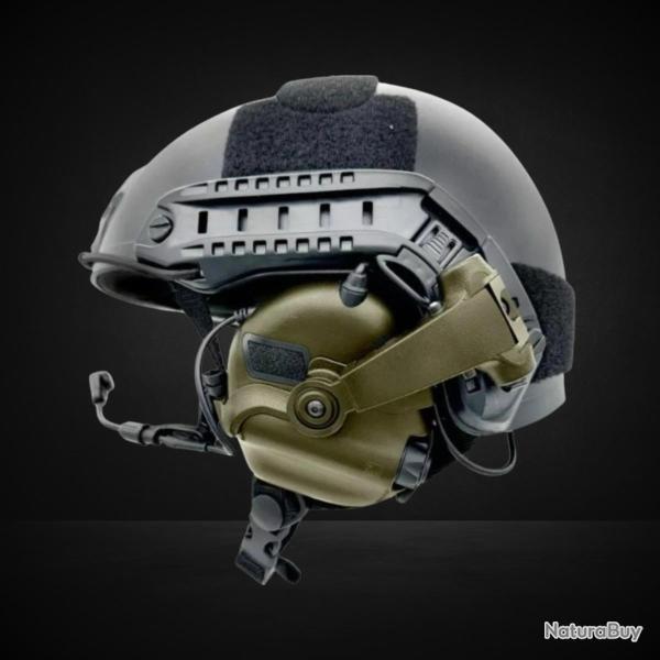 Casque tactique EARMOR M32X MOD4, support M16C pour casque FAST / ARC - Green