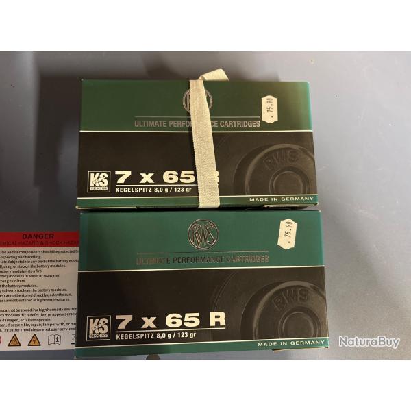 Lot 2 botes RWS 7x65 R Ks 8,0g 123 gr