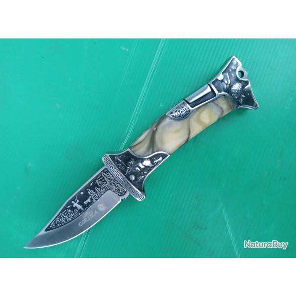 COUTEAU PLIANT  :  CORSICA    ACIER 440 .  PARFAIT FONCTTIONNEMENT  .