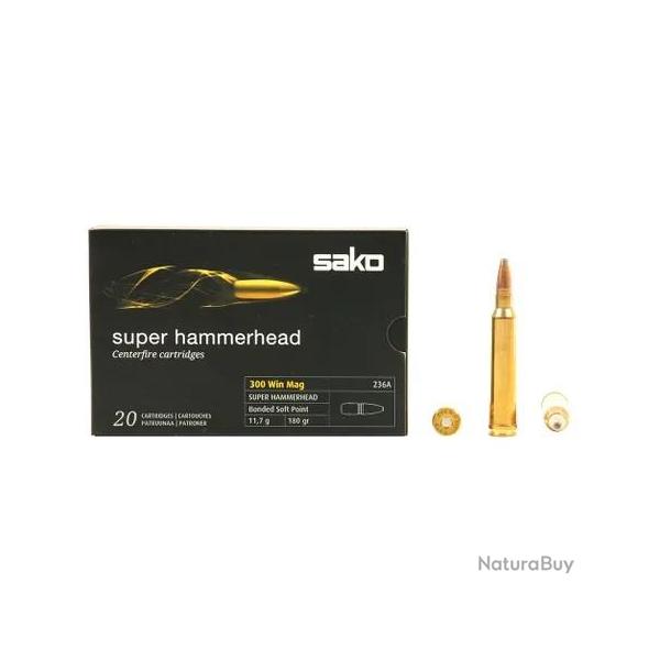 Munitions SAKO Super Hammerhead 180gr Cal.300 Win Mag x20