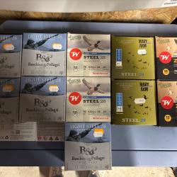 Lot 11 boîtes cartouches acier calibre 12