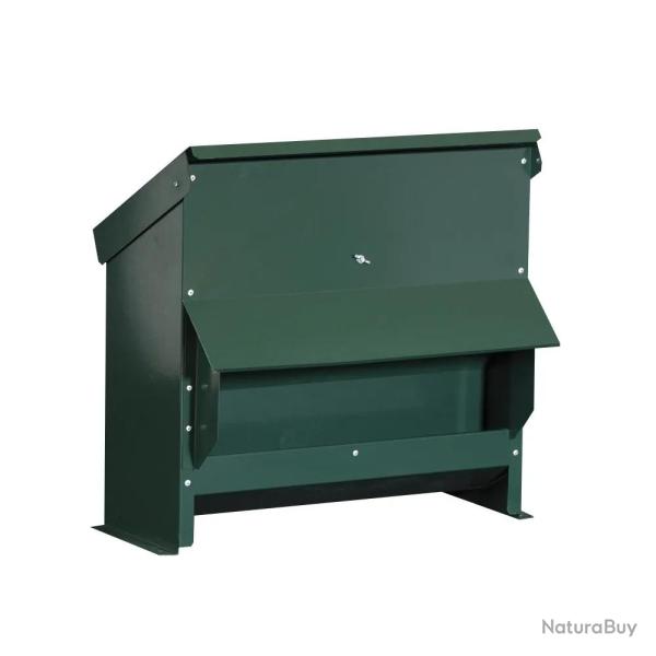 Mangeoire tr�mie galvanis�e verte anti gaspillage 20 kg