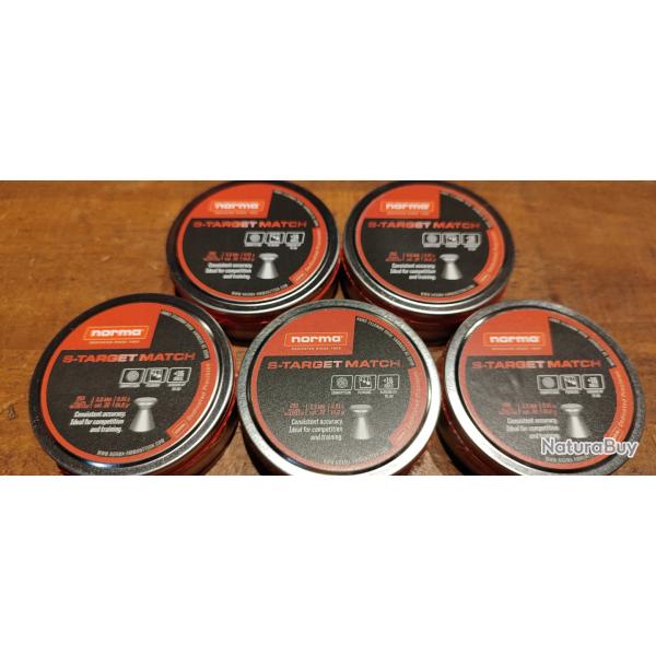 Plombs 5,5 mm Norma - S-Target Match - 0,91g - Lot de 5 botes de 250