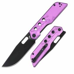 Couteau Artisan Cutlery Beest Purple Lame Acier AR-RPM9 Noire Manche Aluminium Liner Lock ATZ1878PBV